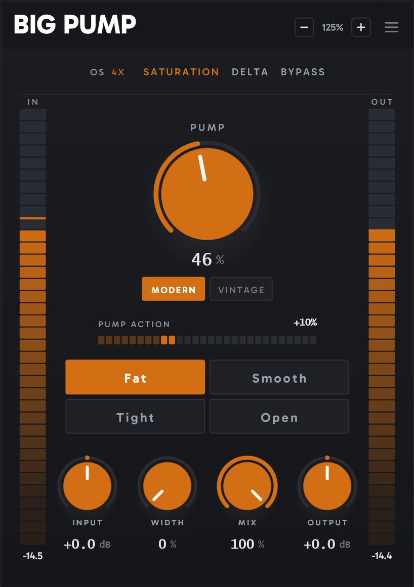 Big Pump interface with the PUMP knob and mode selector